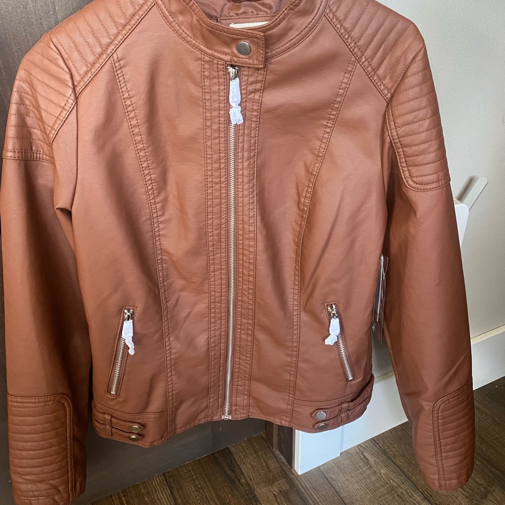 Women's Brown Faux Leather Jacket
